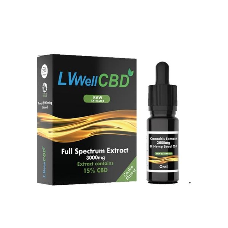 LVWell CBD Raw Extract 3000mg CBD 10ml Hemp Seed O...