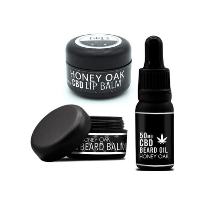 NKD 250mg CBD Triple Pack Honey Oak Beard Oil, lip...