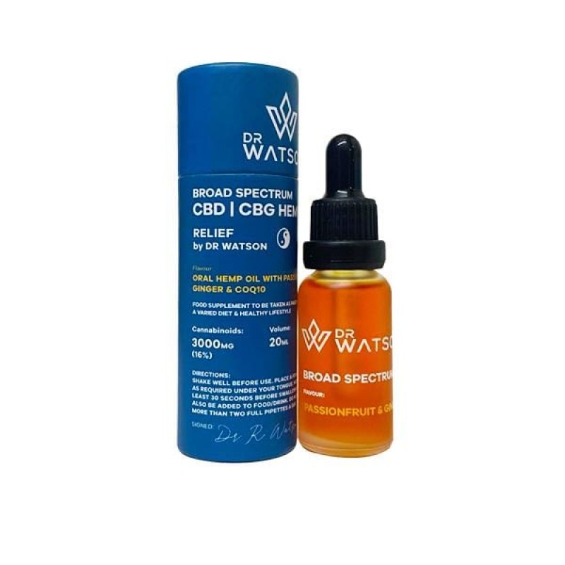 Dr Watson 4000mg CBD + CBG Broad Spectrum Oil 20ml...