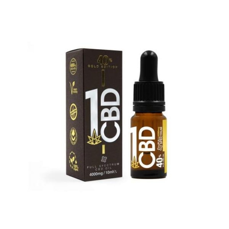 1CBD 40% Pure Hemp 4000mg CBD Oil Gold Edition 10m...