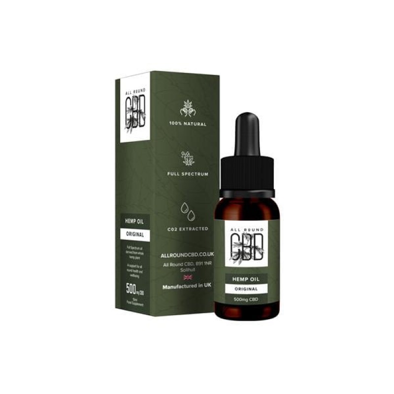 All Round CBD 500mg CBD Full Spectrum Hemp Oil 10m...