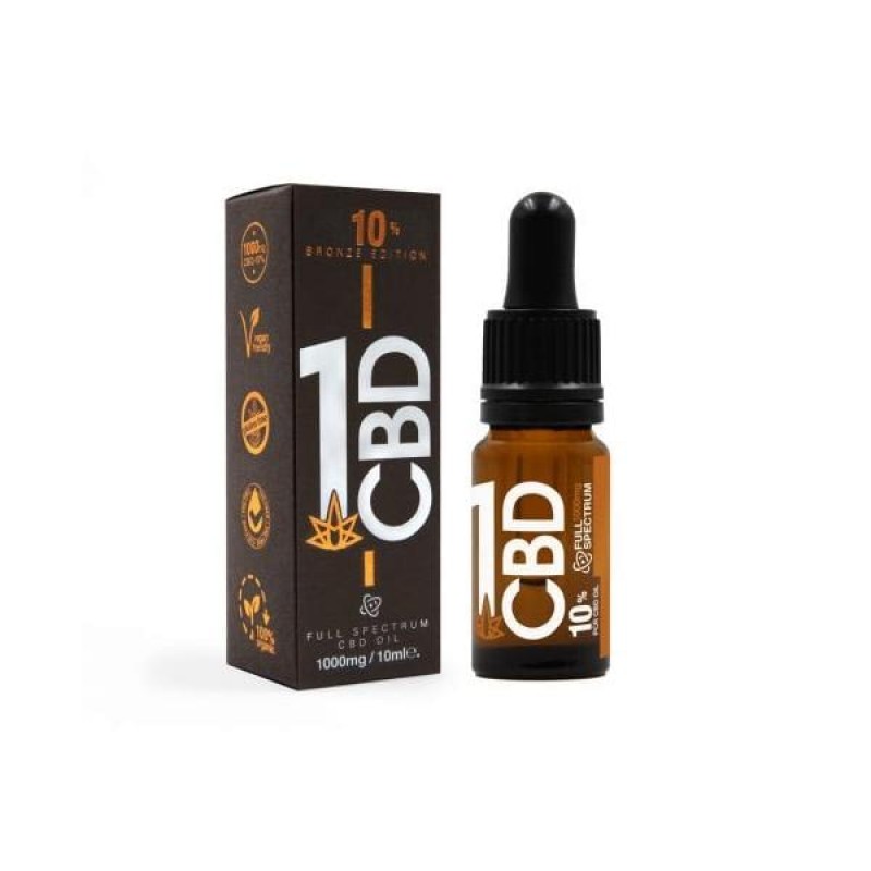 1CBD 10% Pure Hemp 500mg CBD Oil Bronze Edition 5m...