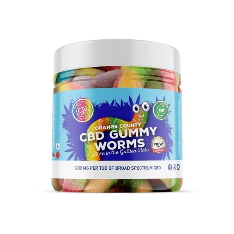 Orange County 1200mg CBD Gummy Worms – Small...