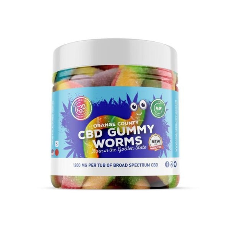 Orange County 1200mg CBD Gummy Worms – Small...